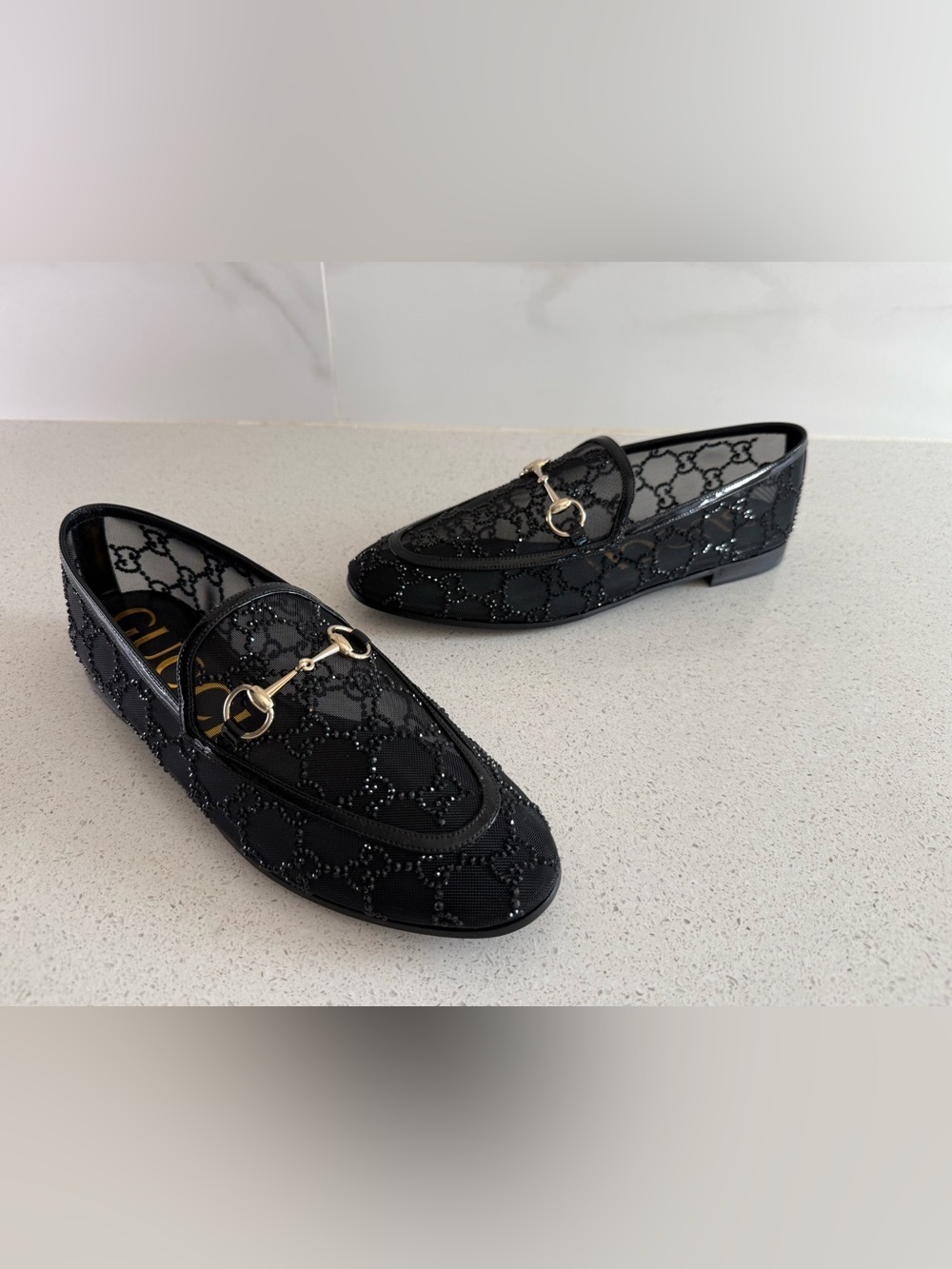 Gucci GG Jordan Loafers Crystal/Mesh Black Size EU 39 US 9 - Picture 4 of 9